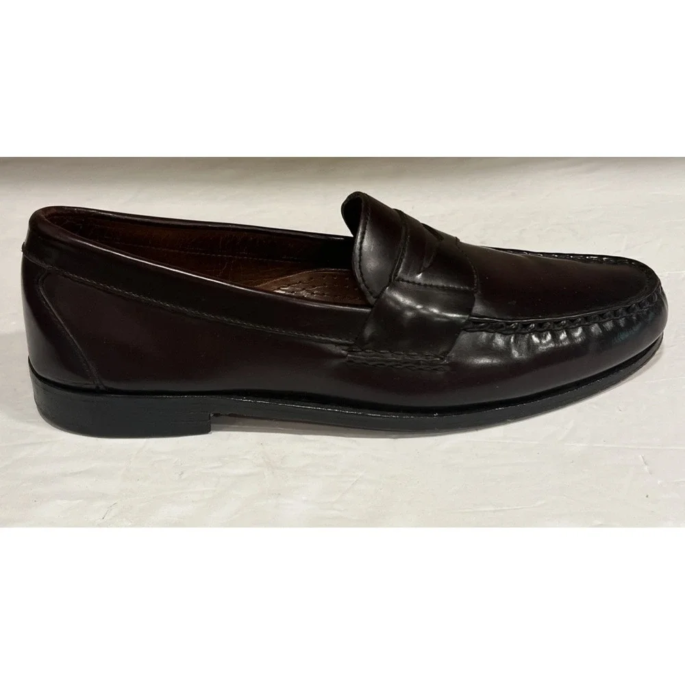 ALLEN EDMONDS Walden Burgundy 42477 Leather Penny Loafer Dress Shoes Size 10